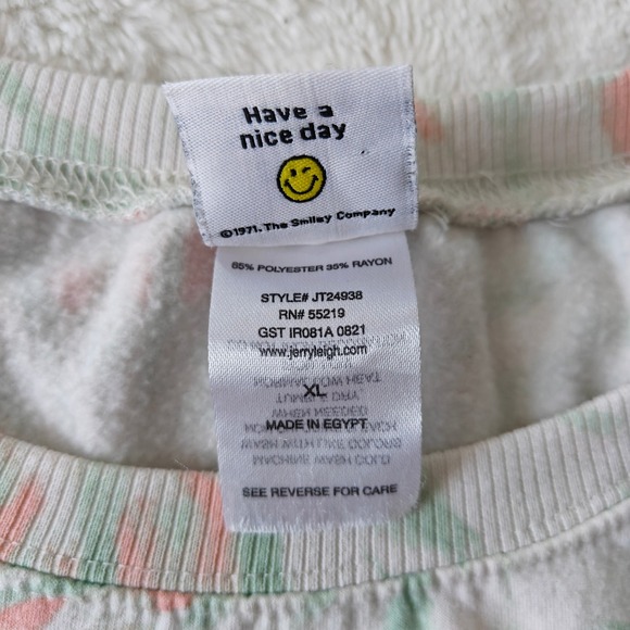 Smiley World Tie Dye Crew Neck Sweatshirt Be Kind Graphic Print XL - Picture 6 of 6